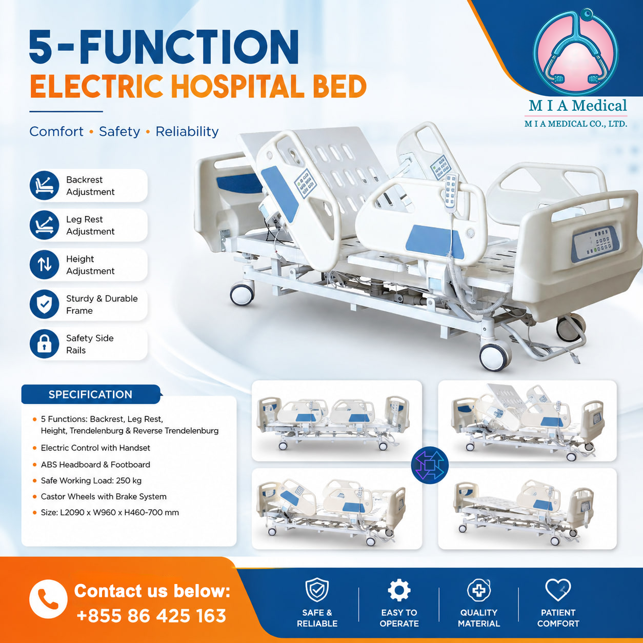 5-FUNCTION ELECTRIC HOSPITAL BED - Image 2